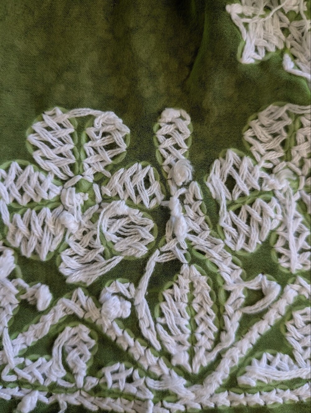 Handmade Fairycore Renfaire Sheer Mesh Dress Embroidered Floral Large - Picture 8 of 9